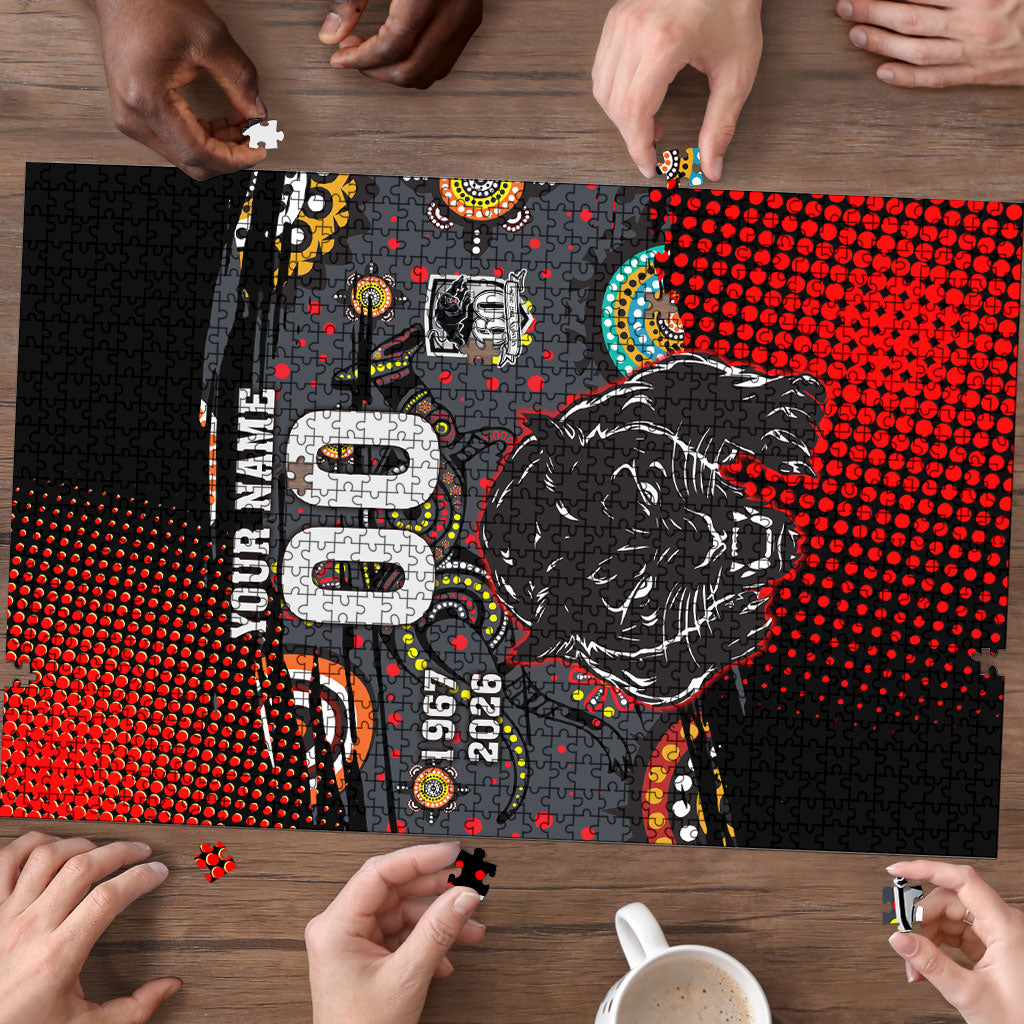 Personalised Panthers 60th Anniversary Puzzle Aboriginal Indigenous Dot Art - Halftone Pattern 1967-2026