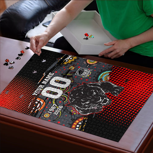 Personalised Panthers 60th Anniversary Puzzle Aboriginal Indigenous Dot Art - Halftone Pattern 1967-2026