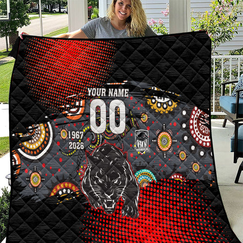 Personalised Panthers 60th Anniversary Quilt Aboriginal Indigenous Dot Art - Halftone Pattern 1967-2026