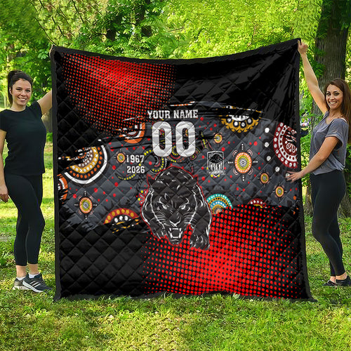 Personalised Panthers 60th Anniversary Quilt Aboriginal Indigenous Dot Art - Halftone Pattern 1967-2026