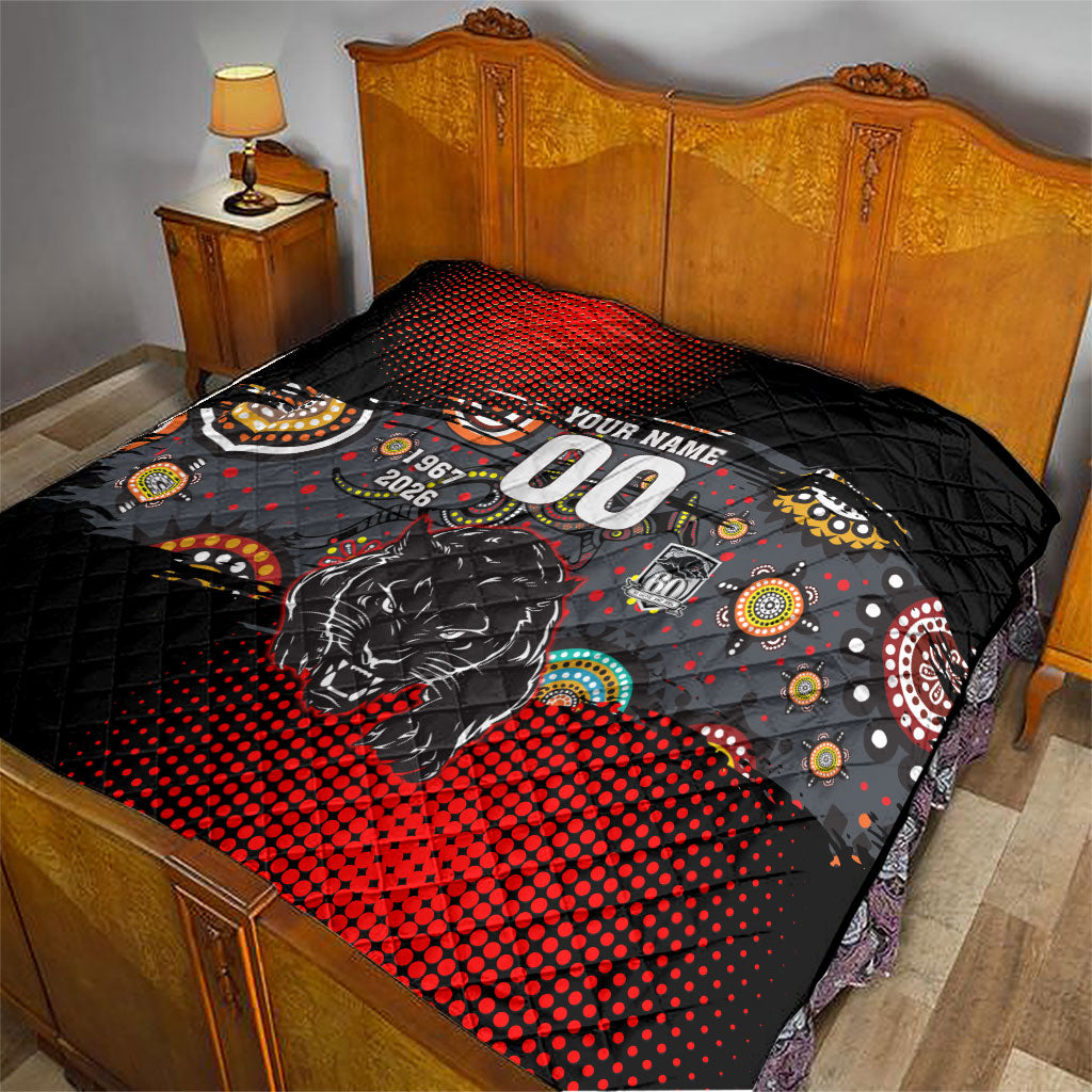 Personalised Panthers 60th Anniversary Quilt Aboriginal Indigenous Dot Art - Halftone Pattern 1967-2026