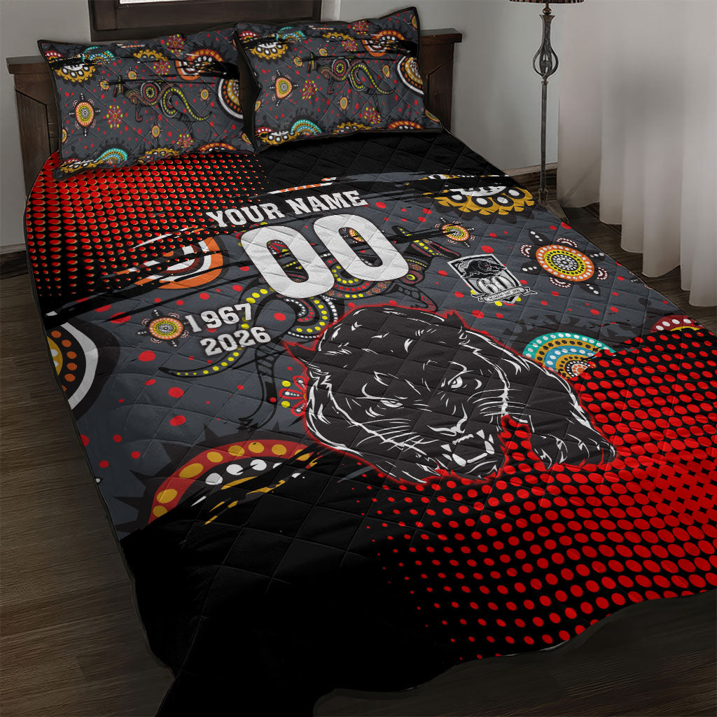 Personalised Panthers 60th Anniversary Quilt Bed Set Aboriginal Indigenous Dot Art - Halftone Pattern 1967-2026