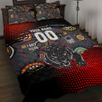 Personalised Panthers 60th Anniversary Quilt Bed Set Aboriginal Indigenous Dot Art - Halftone Pattern 1967-2026
