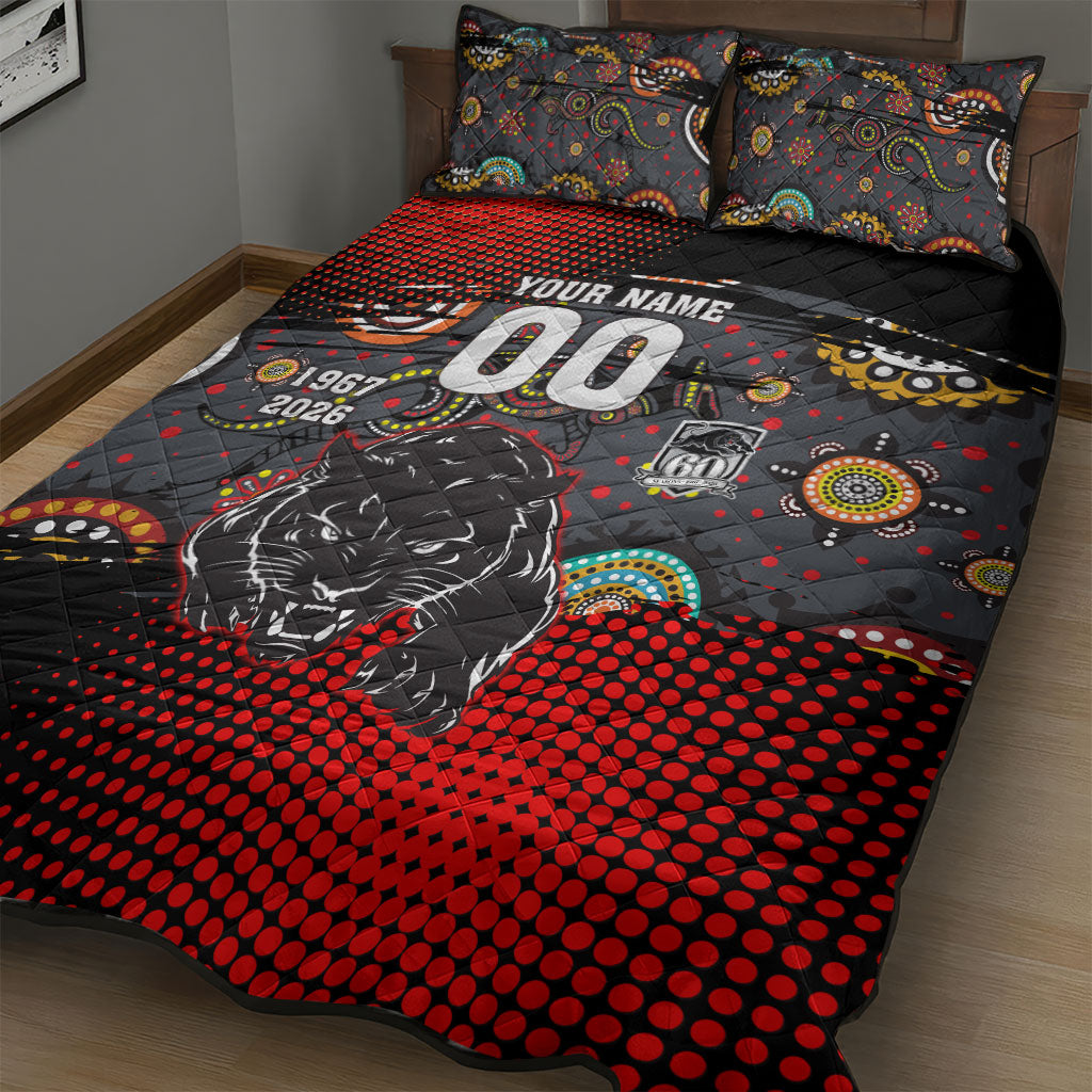 Personalised Panthers 60th Anniversary Quilt Bed Set Aboriginal Indigenous Dot Art - Halftone Pattern 1967-2026