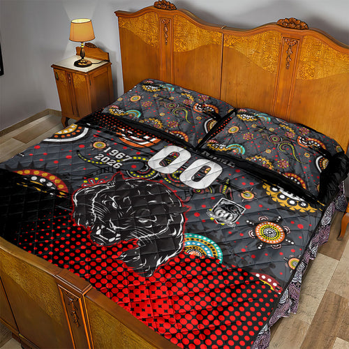 Personalised Panthers 60th Anniversary Quilt Bed Set Aboriginal Indigenous Dot Art - Halftone Pattern 1967-2026