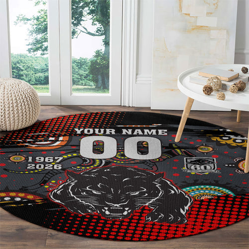 Personalised Panthers 60th Anniversary Round Carpet Aboriginal Indigenous Dot Art - Halftone Pattern 1967-2026