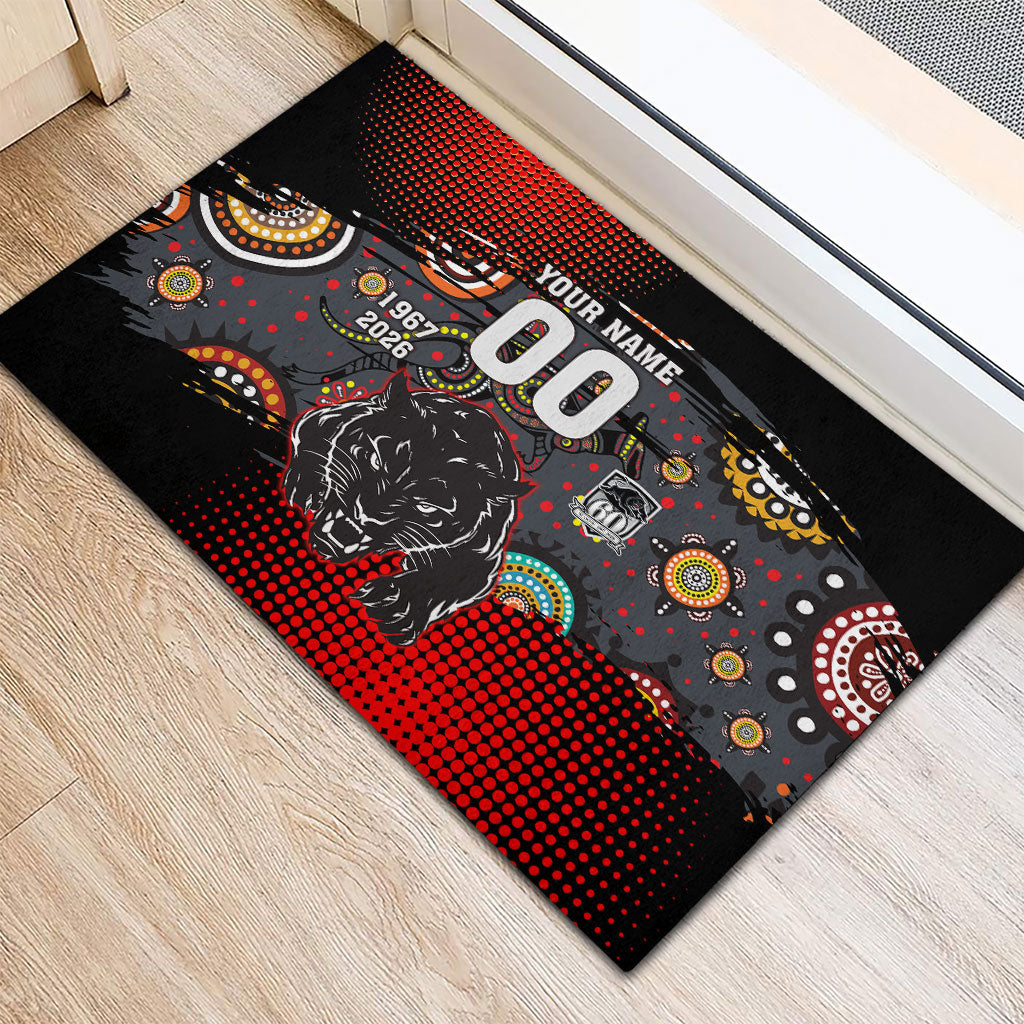 Personalised Panthers 60th Anniversary Rubber Doormat Aboriginal Indigenous Dot Art - Halftone Pattern 1967-2026