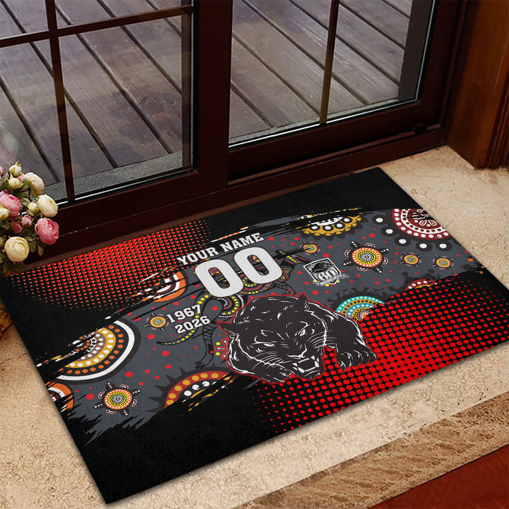 Personalised Panthers 60th Anniversary Rubber Doormat Aboriginal Indigenous Dot Art - Halftone Pattern 1967-2026