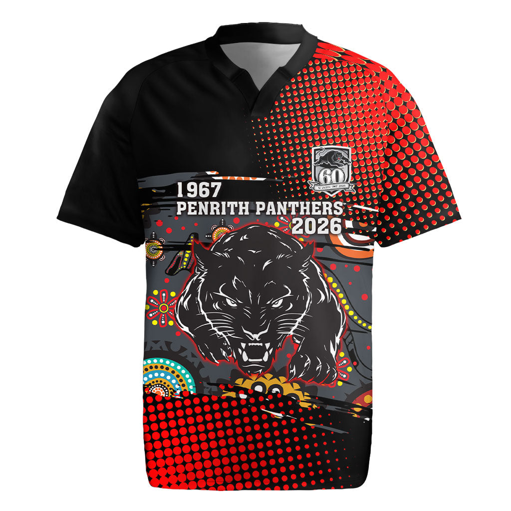 Personalised Panthers 60th Anniversary Rugby Jersey Aboriginal Indigenous Dot Art - Halftone Pattern 1967-2026