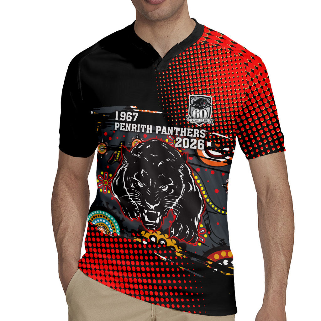 Personalised Panthers 60th Anniversary Rugby Jersey Aboriginal Indigenous Dot Art - Halftone Pattern 1967-2026