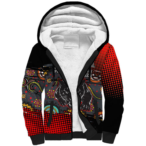 Personalised Panthers 60th Anniversary Sherpa Hoodie Aboriginal Indigenous Dot Art - Halftone Pattern 1967-2026