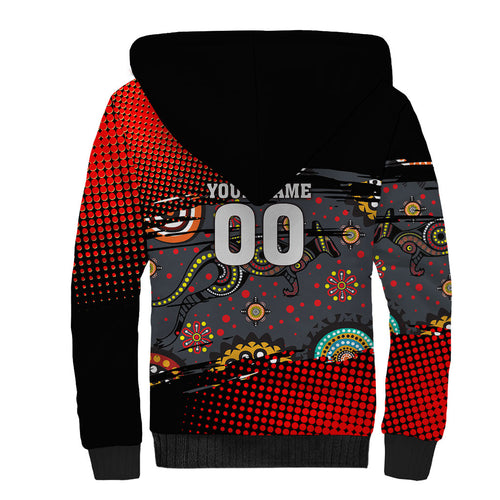 Personalised Panthers 60th Anniversary Sherpa Hoodie Aboriginal Indigenous Dot Art - Halftone Pattern 1967-2026
