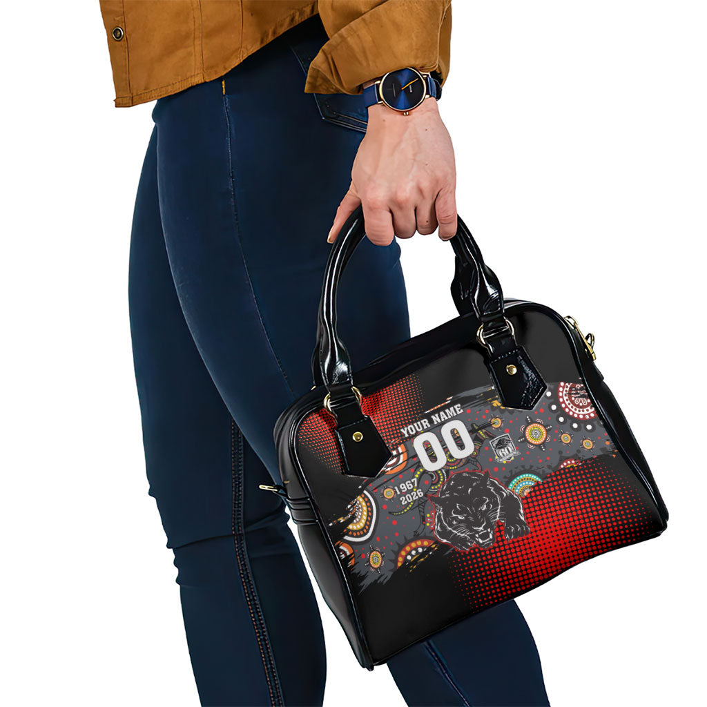 Personalised Panthers 60th Anniversary Shoulder Handbag Aboriginal Indigenous Dot Art - Halftone Pattern 1967-2026