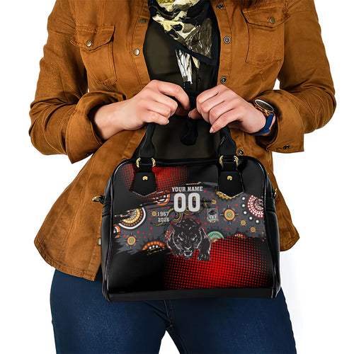 Personalised Panthers 60th Anniversary Shoulder Handbag Aboriginal Indigenous Dot Art - Halftone Pattern 1967-2026