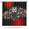 Personalised Panthers 60th Anniversary Shower Curtain Aboriginal Indigenous Dot Art - Halftone Pattern 1967-2026