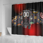 Personalised Panthers 60th Anniversary Shower Curtain Aboriginal Indigenous Dot Art - Halftone Pattern 1967-2026