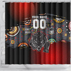 Personalised Panthers 60th Anniversary Shower Curtain Aboriginal Indigenous Dot Art - Halftone Pattern 1967-2026