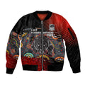 Personalised Panthers 60th Anniversary Sleeve Zip Bomber Jacket Aboriginal Indigenous Dot Art - Halftone Pattern 1967-2026