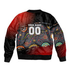 Personalised Panthers 60th Anniversary Sleeve Zip Bomber Jacket Aboriginal Indigenous Dot Art - Halftone Pattern 1967-2026