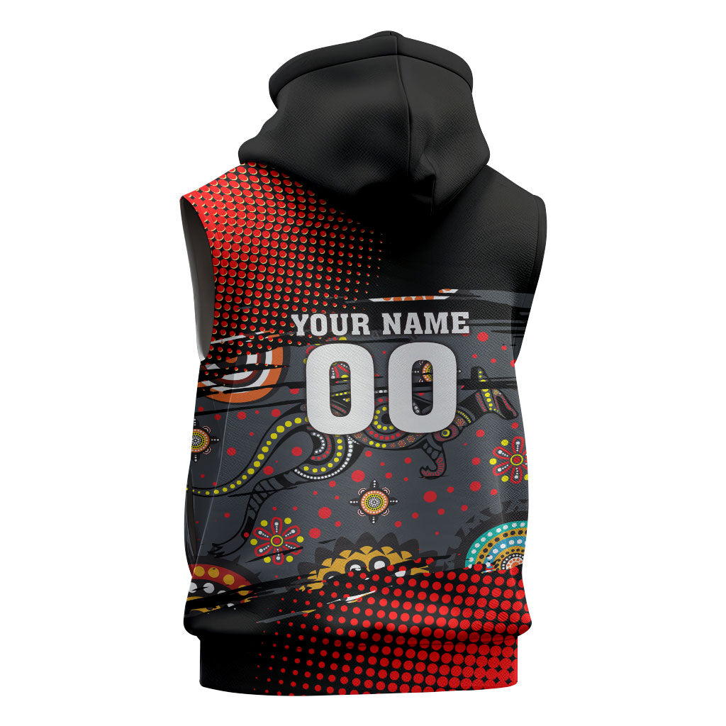 Personalised Panthers 60th Anniversary Sleeveless Hoodie Aboriginal Indigenous Dot Art - Halftone Pattern 1967-2026
