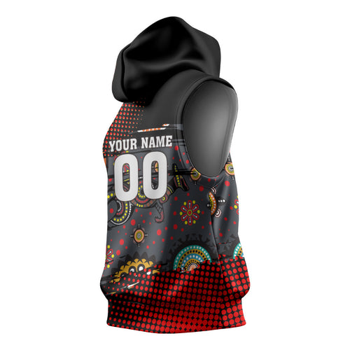 Personalised Panthers 60th Anniversary Sleeveless Hoodie Aboriginal Indigenous Dot Art - Halftone Pattern 1967-2026