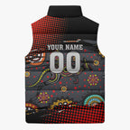Personalised Panthers 60th Anniversary Sleeveless Puffer Jacket Aboriginal Indigenous Dot Art - Halftone Pattern 1967-2026