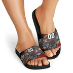 Personalised Panthers 60th Anniversary Slide Sandals Aboriginal Indigenous Dot Art - Halftone Pattern 1967-2026