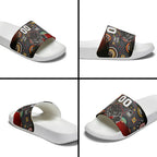 Personalised Panthers 60th Anniversary Slide Sandals Aboriginal Indigenous Dot Art - Halftone Pattern 1967-2026