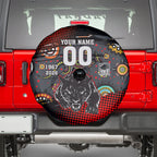 Personalised Panthers 60th Anniversary Spare Tire Cover Aboriginal Indigenous Dot Art - Halftone Pattern 1967-2026