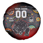 Personalised Panthers 60th Anniversary Spare Tire Cover Aboriginal Indigenous Dot Art - Halftone Pattern 1967-2026