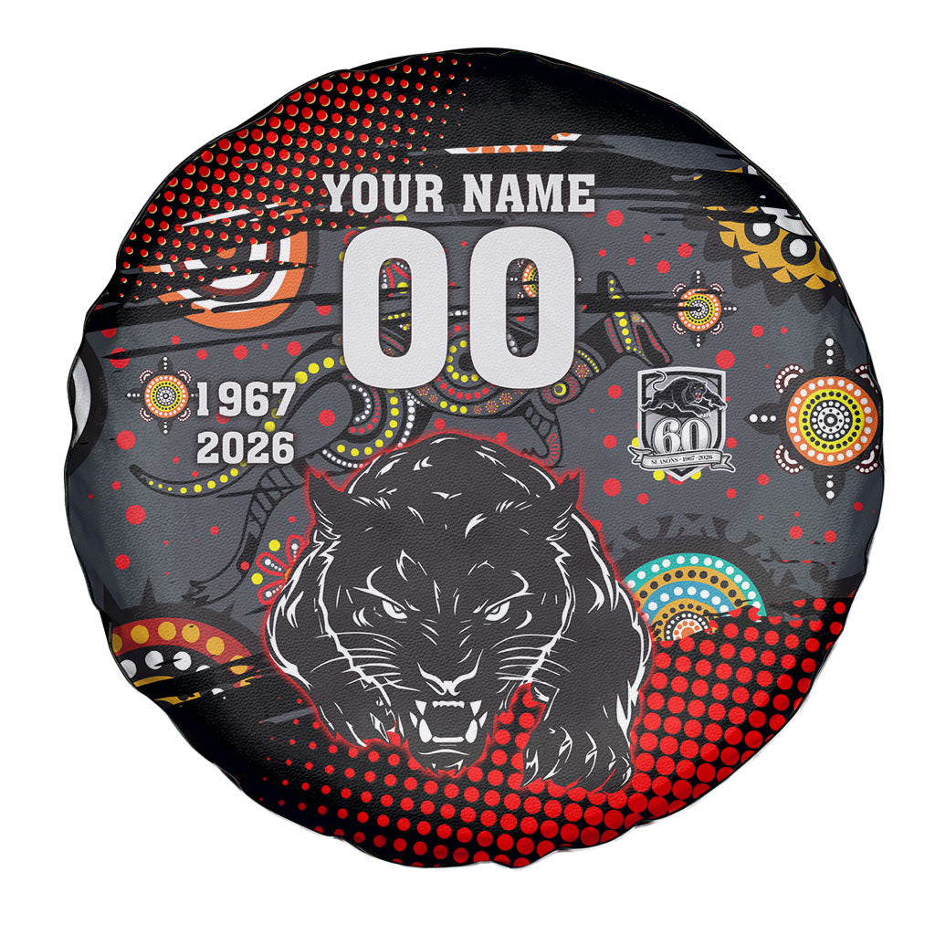 Personalised Panthers 60th Anniversary Spare Tire Cover Aboriginal Indigenous Dot Art - Halftone Pattern 1967-2026