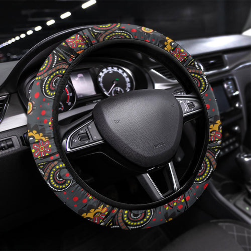Panthers 60th Anniversary Steering Wheel Cover Aboriginal Indigenous Dot Art - Halftone Pattern 1967-2026