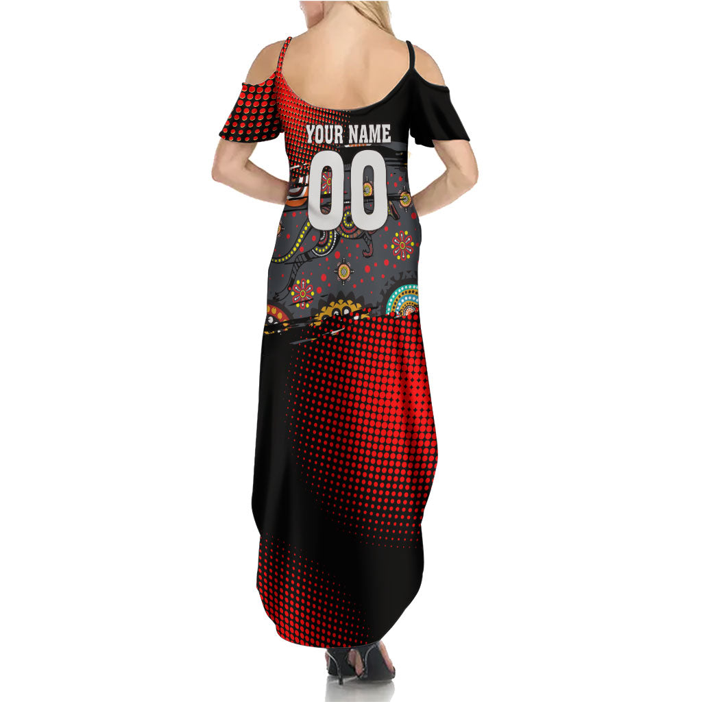 Personalised Panthers 60th Anniversary Summer Maxi Dress Aboriginal Indigenous Dot Art - Halftone Pattern 1967-2026