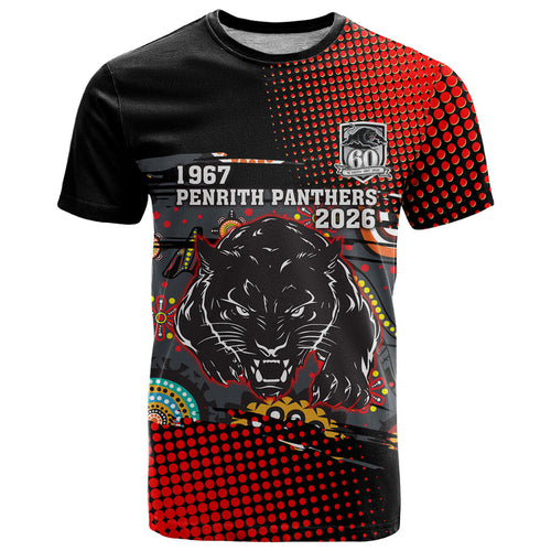 Personalised Panthers 60th Anniversary T Shirt Aboriginal Indigenous Dot Art - Halftone Pattern 1967-2026