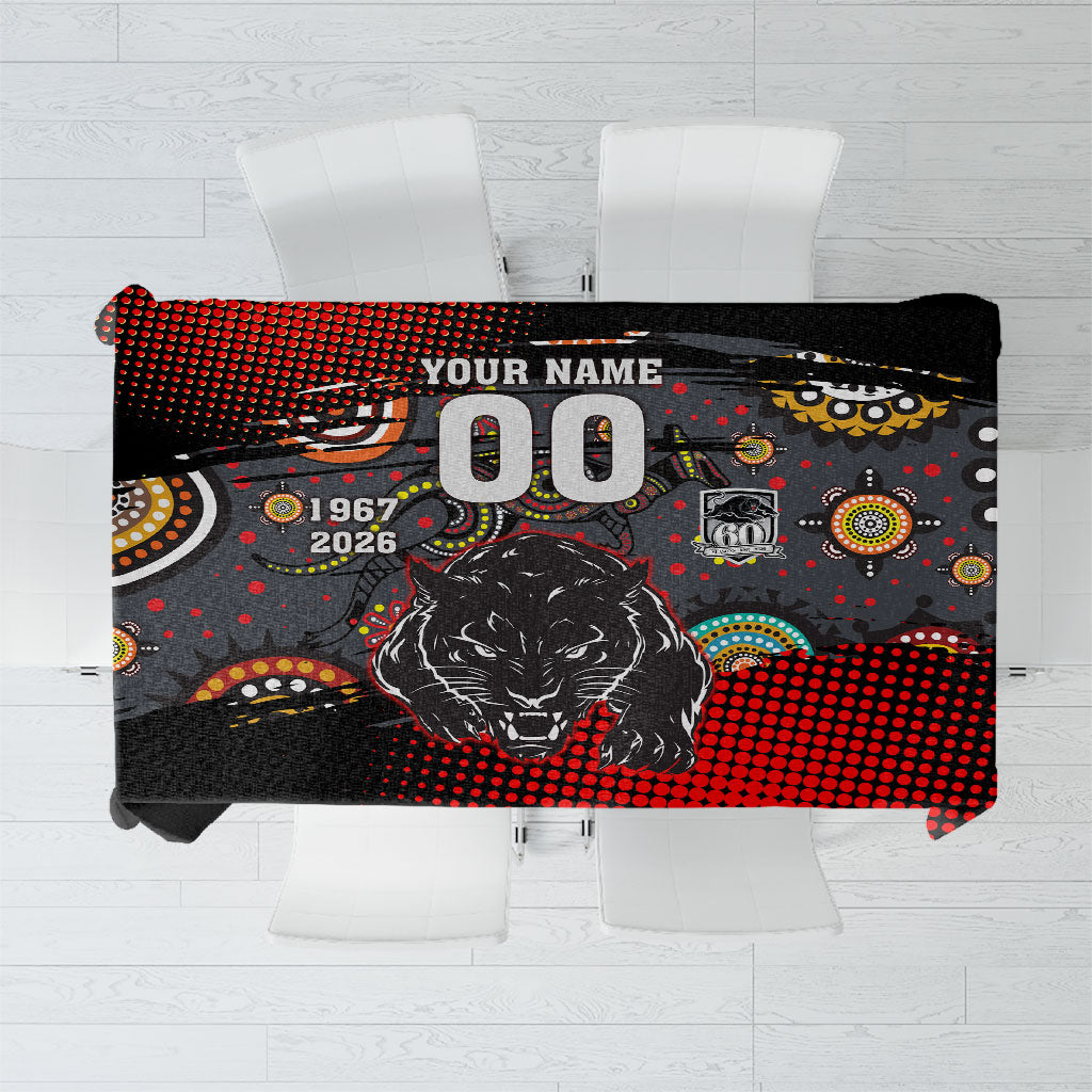 Personalised Panthers 60th Anniversary Tablecloth Aboriginal Indigenous Dot Art - Halftone Pattern 1967-2026