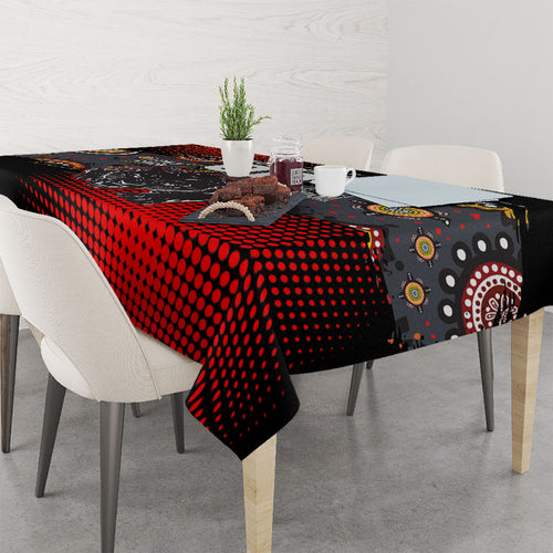 Personalised Panthers 60th Anniversary Tablecloth Aboriginal Indigenous Dot Art - Halftone Pattern 1967-2026