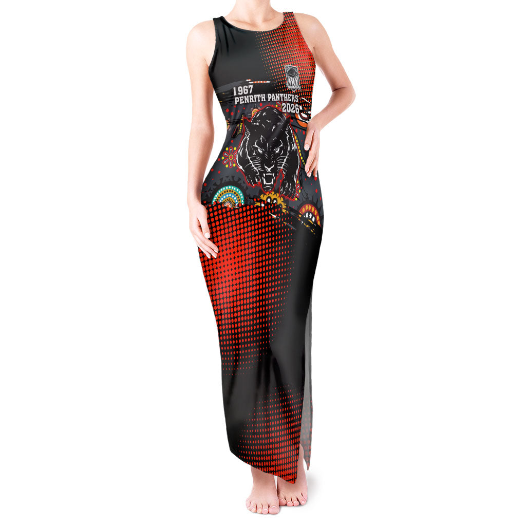 Personalised Panthers 60th Anniversary Tank Maxi Dress Aboriginal Indigenous Dot Art - Halftone Pattern 1967-2026