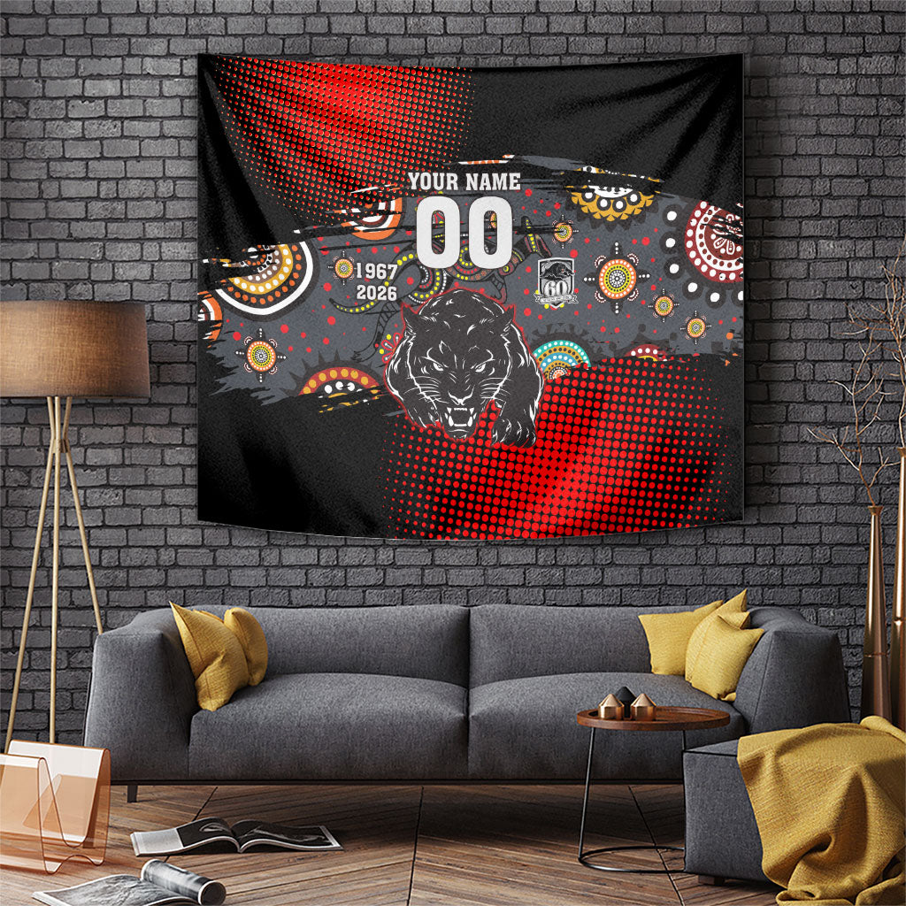 Personalised Panthers 60th Anniversary Tapestry Aboriginal Indigenous Dot Art - Halftone Pattern 1967-2026