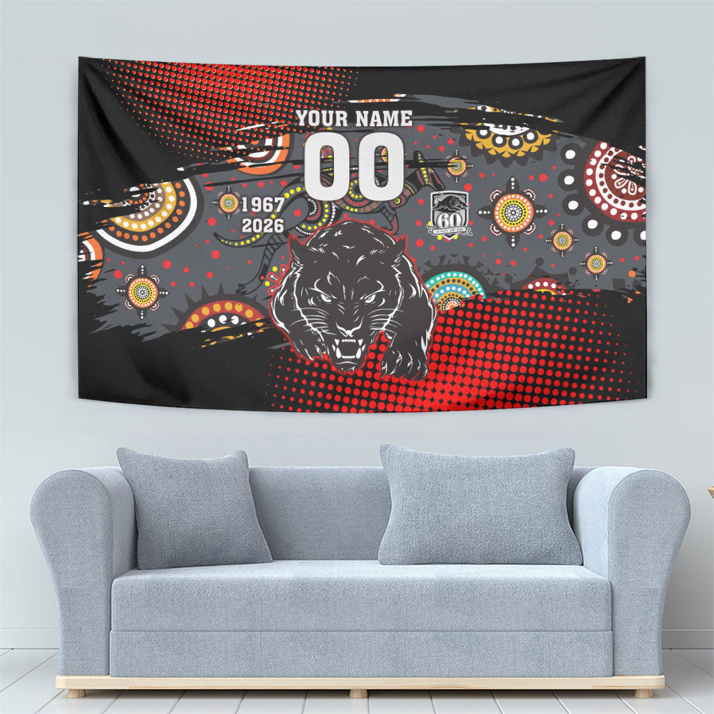 Personalised Panthers 60th Anniversary Tapestry Aboriginal Indigenous Dot Art - Halftone Pattern 1967-2026