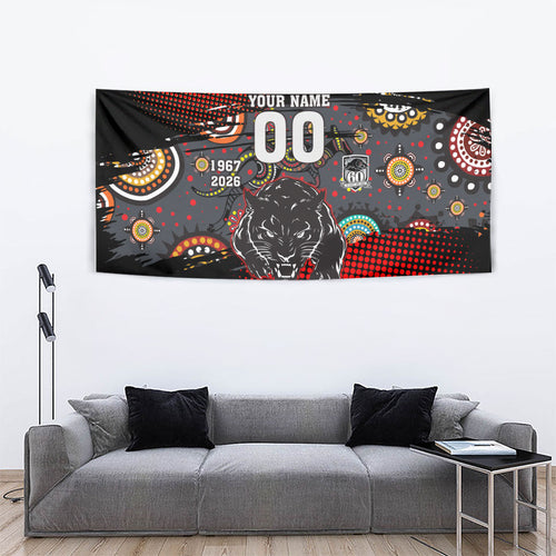 Personalised Panthers 60th Anniversary Tapestry Aboriginal Indigenous Dot Art - Halftone Pattern 1967-2026