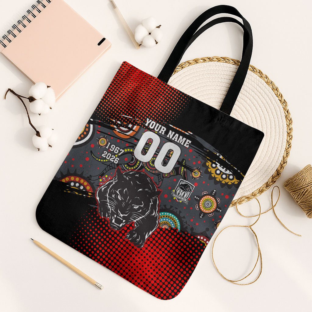Personalised Panthers 60th Anniversary Tote Bag Aboriginal Indigenous Dot Art - Halftone Pattern 1967-2026