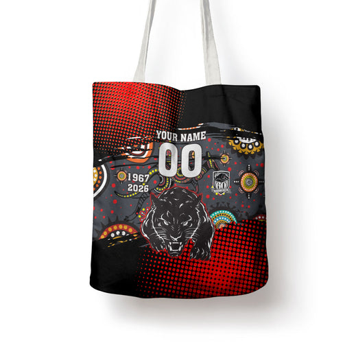 Personalised Panthers 60th Anniversary Tote Bag Aboriginal Indigenous Dot Art - Halftone Pattern 1967-2026
