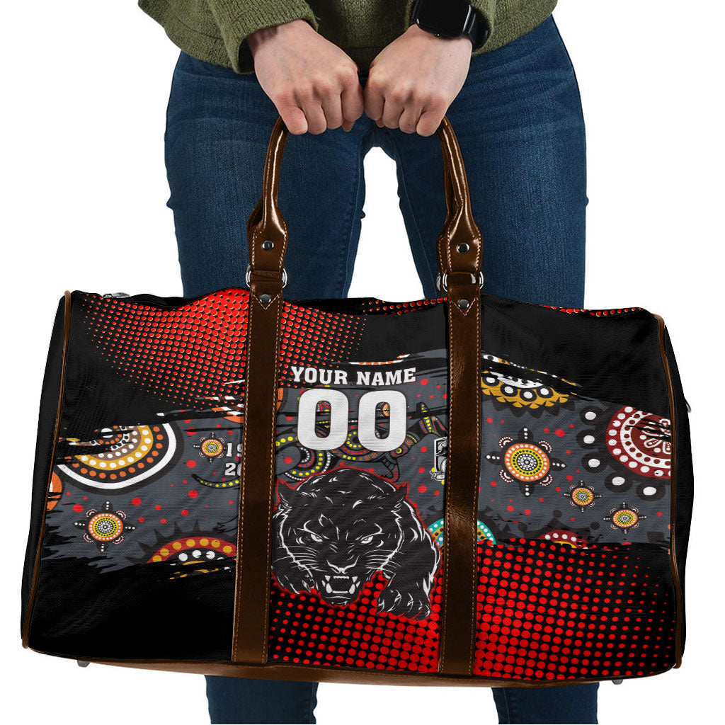 Personalised Panthers 60th Anniversary Travel Bag Aboriginal Indigenous Dot Art - Halftone Pattern 1967-2026
