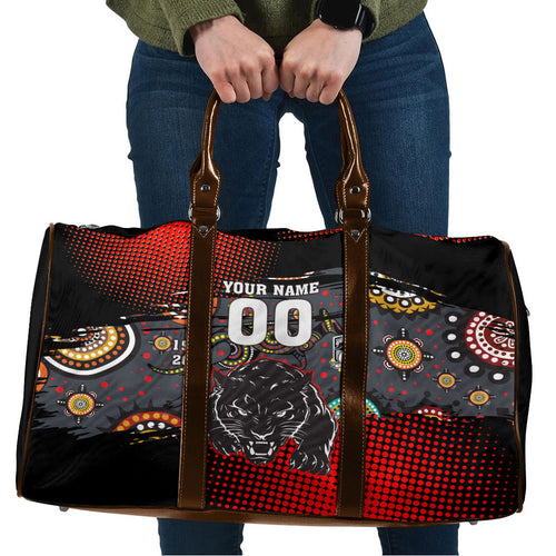 Personalised Panthers 60th Anniversary Travel Bag Aboriginal Indigenous Dot Art - Halftone Pattern 1967-2026