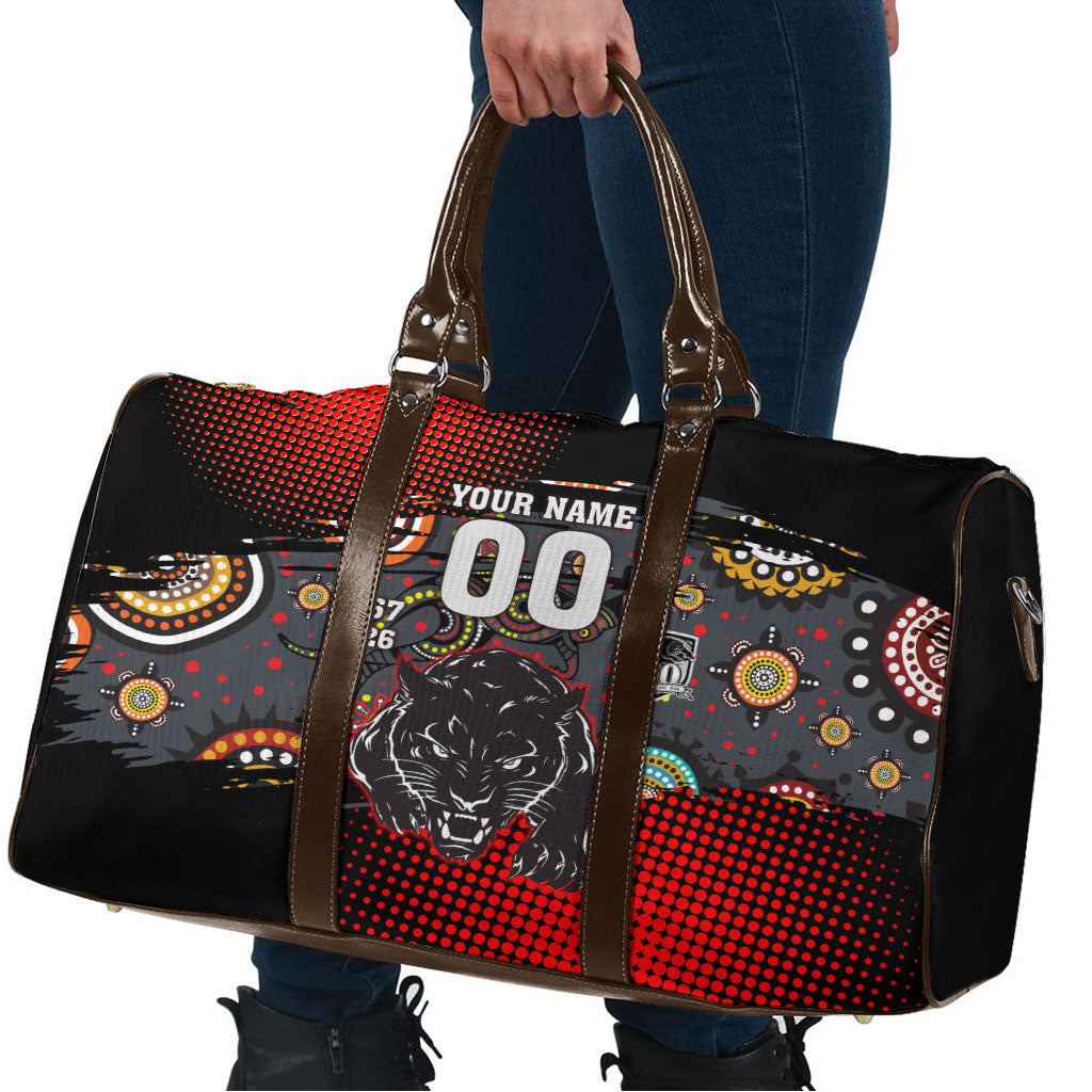Personalised Panthers 60th Anniversary Travel Bag Aboriginal Indigenous Dot Art - Halftone Pattern 1967-2026