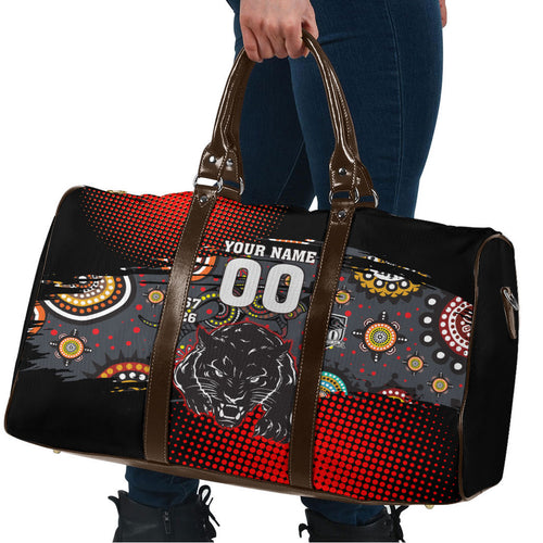 Personalised Panthers 60th Anniversary Travel Bag Aboriginal Indigenous Dot Art - Halftone Pattern 1967-2026