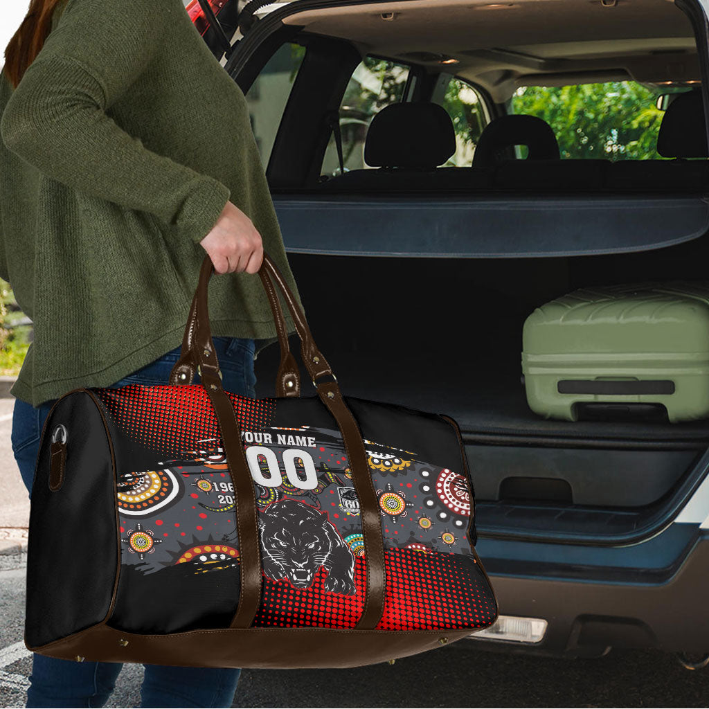 Personalised Panthers 60th Anniversary Travel Bag Aboriginal Indigenous Dot Art - Halftone Pattern 1967-2026