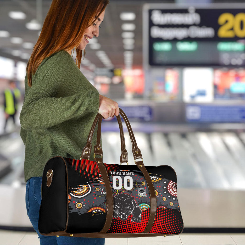 Personalised Panthers 60th Anniversary Travel Bag Aboriginal Indigenous Dot Art - Halftone Pattern 1967-2026
