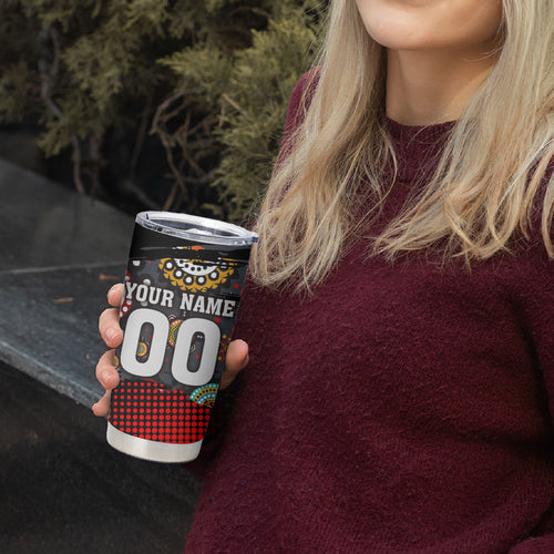 Personalised Panthers 60th Anniversary Tumbler Cup Aboriginal Indigenous Dot Art - Halftone Pattern 1967-2026