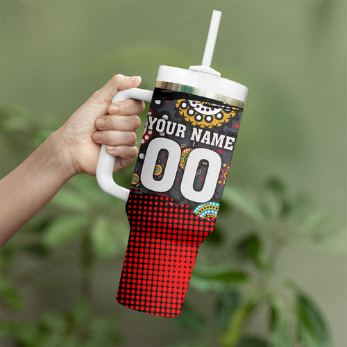 Personalised Panthers 60th Anniversary Tumbler With Handle Aboriginal Indigenous Dot Art - Halftone Pattern 1967-2026